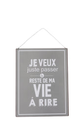 Placard Life/Vie English/French Metal Grey/White - (12146)